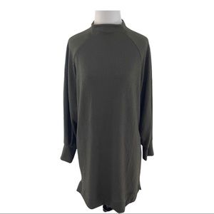 Socialite M Green Mock Neck Rib Knit Tunic Sweater | Color: Green size:S